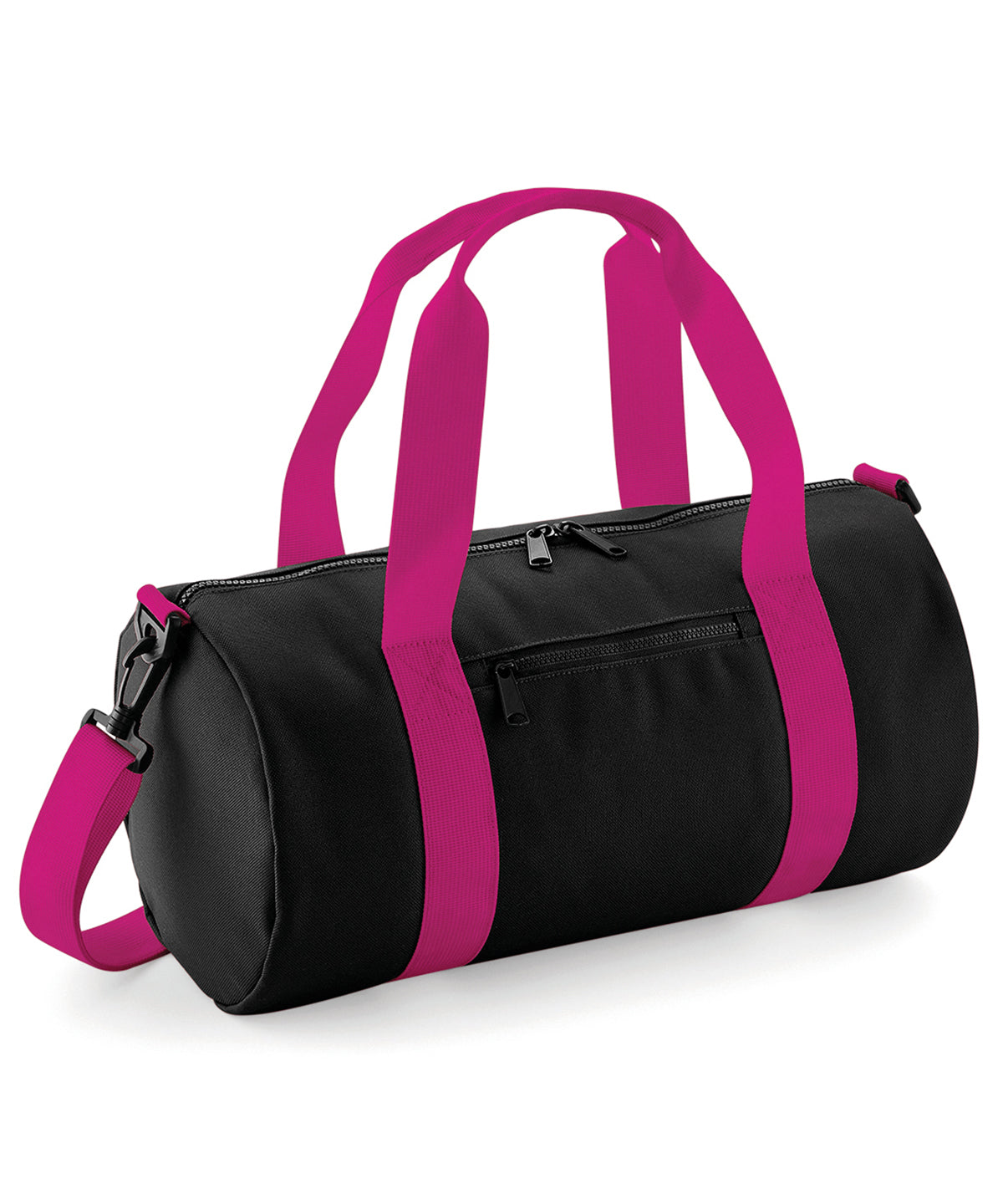 Bolso de barril mini | Negro/Fucsia