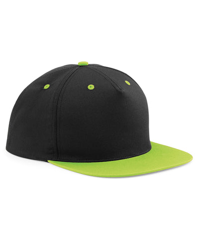 Gorra snapback de 5 paneles con contraste | Negro/Verde Lima