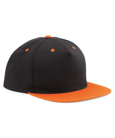 Gorra snapback de 5 paneles con contraste | Negro/Naranja