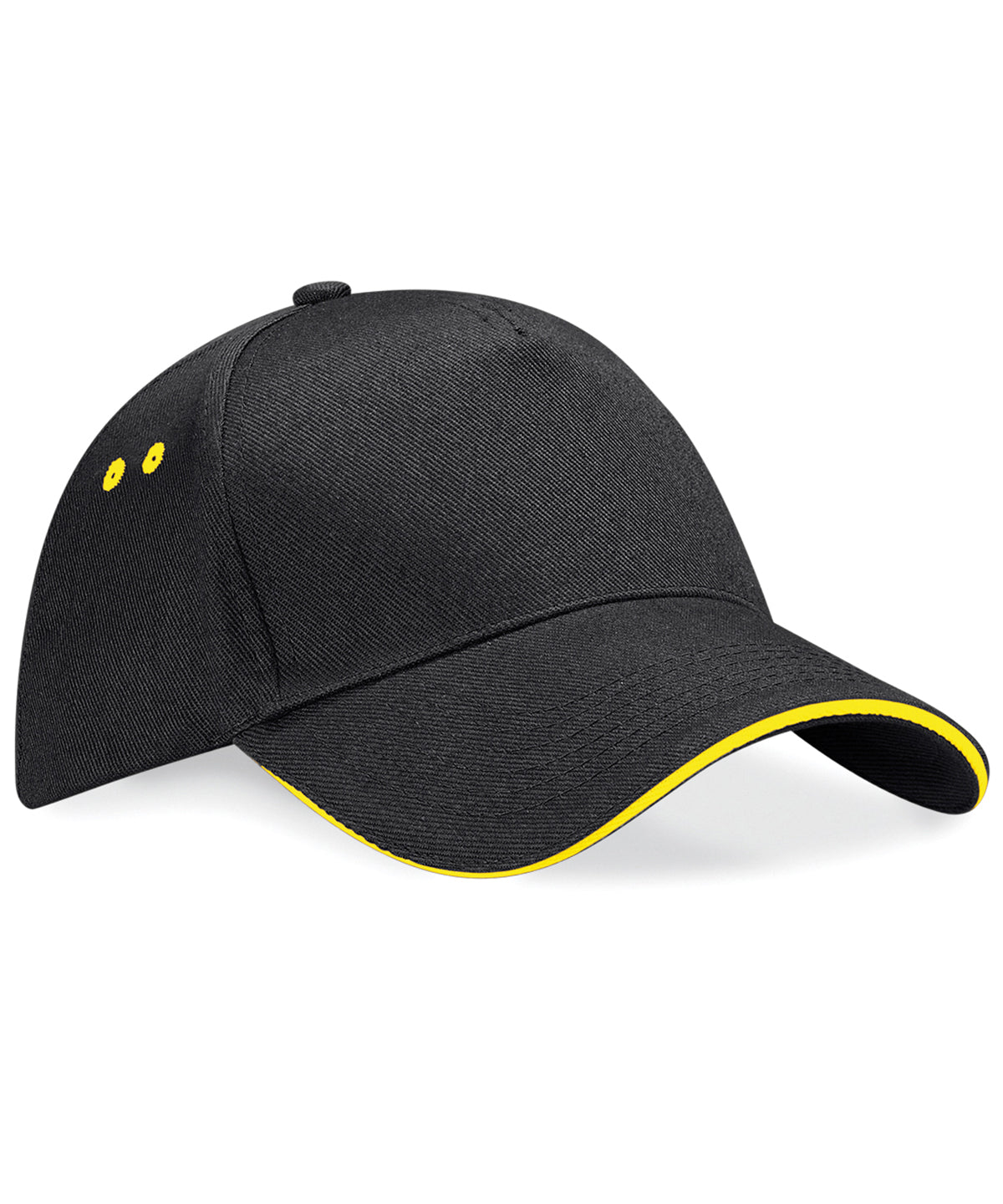 Gorra Ultimate de 5 paneles - visera sandwich | Negro/Amarillo