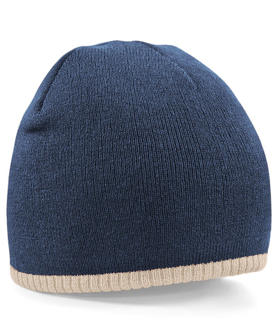 Gorro de punto bicolor de colocacin rpida | Azul Marino/Piedra