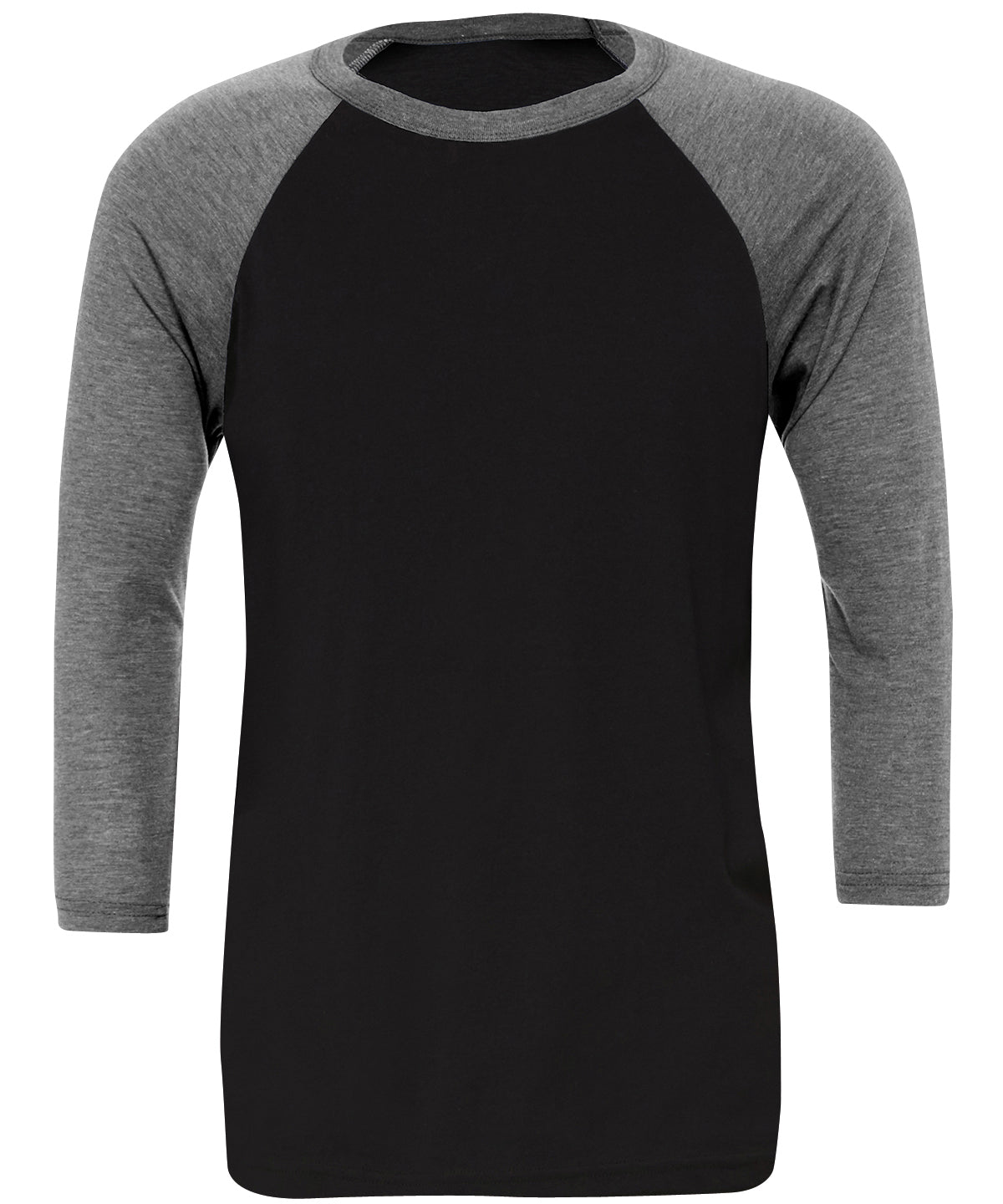 Camiseta de bisbol de manga corta triblend unisex | Negro/Gris Oscuro