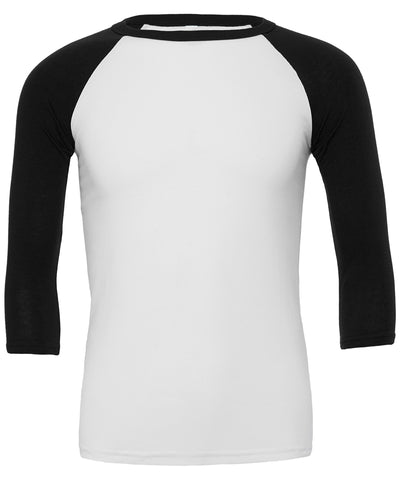 Camiseta de bisbol de manga corta triblend unisex | Blanco/Negro
