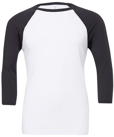 Camiseta de bisbol de manga corta triblend unisex | Blanco/Gris Oscuro