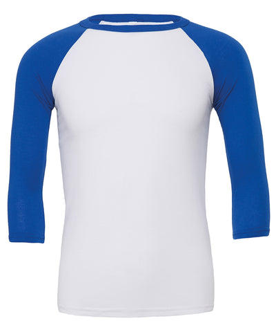 Camiseta de bisbol de manga corta triblend unisex | Blanco/Azul Real