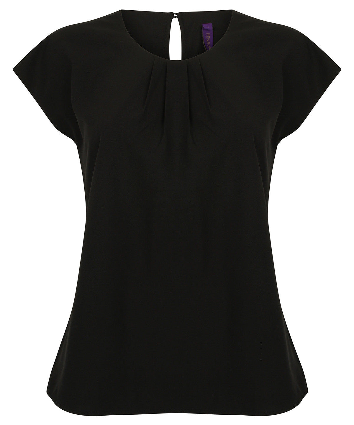 Blusa de mujer de manga corta con pliegues en la parte delantera | Negro
