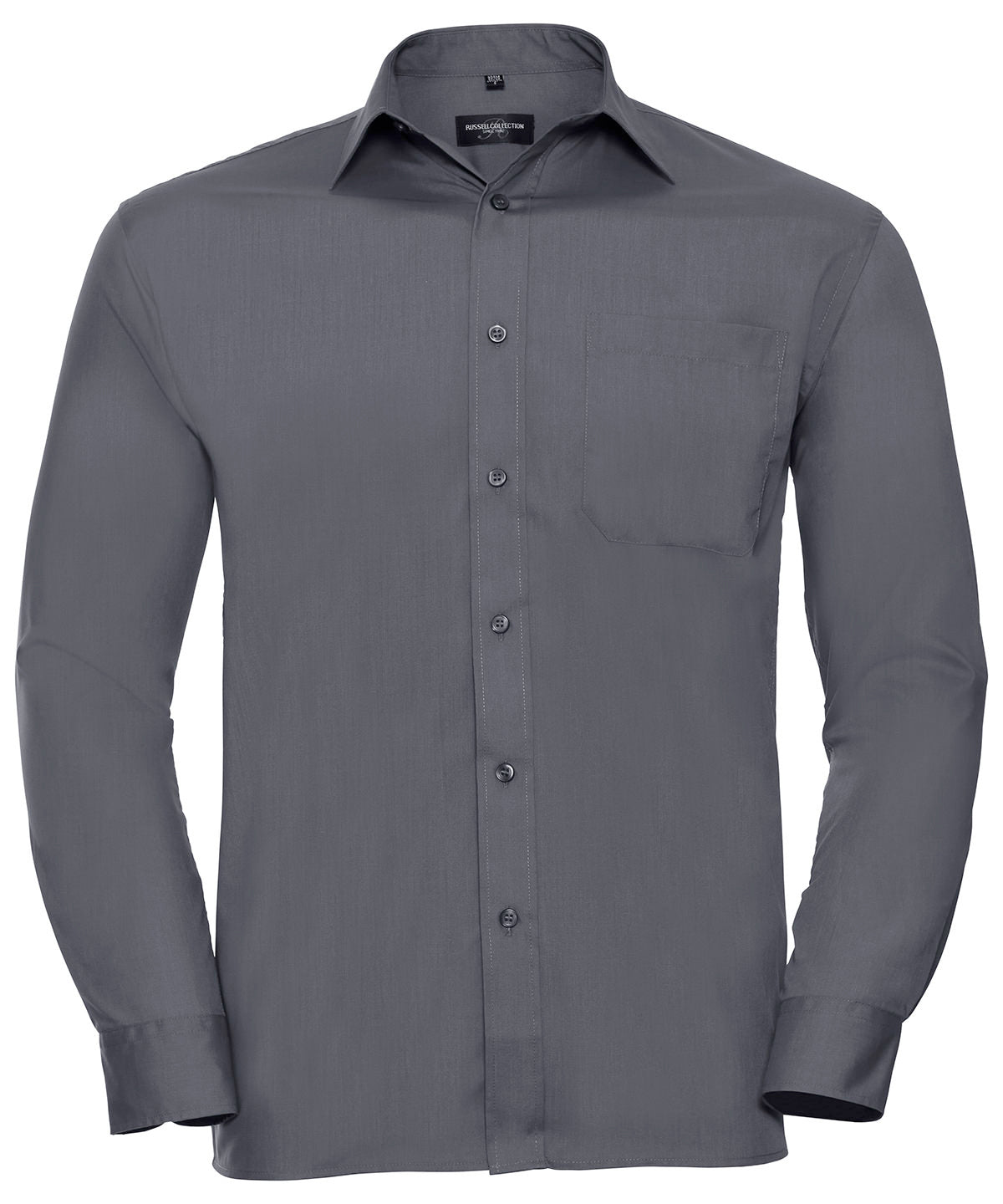 Camisa de popeln de polialgodn de manga larga fcil de cuidar | Convoy Grey