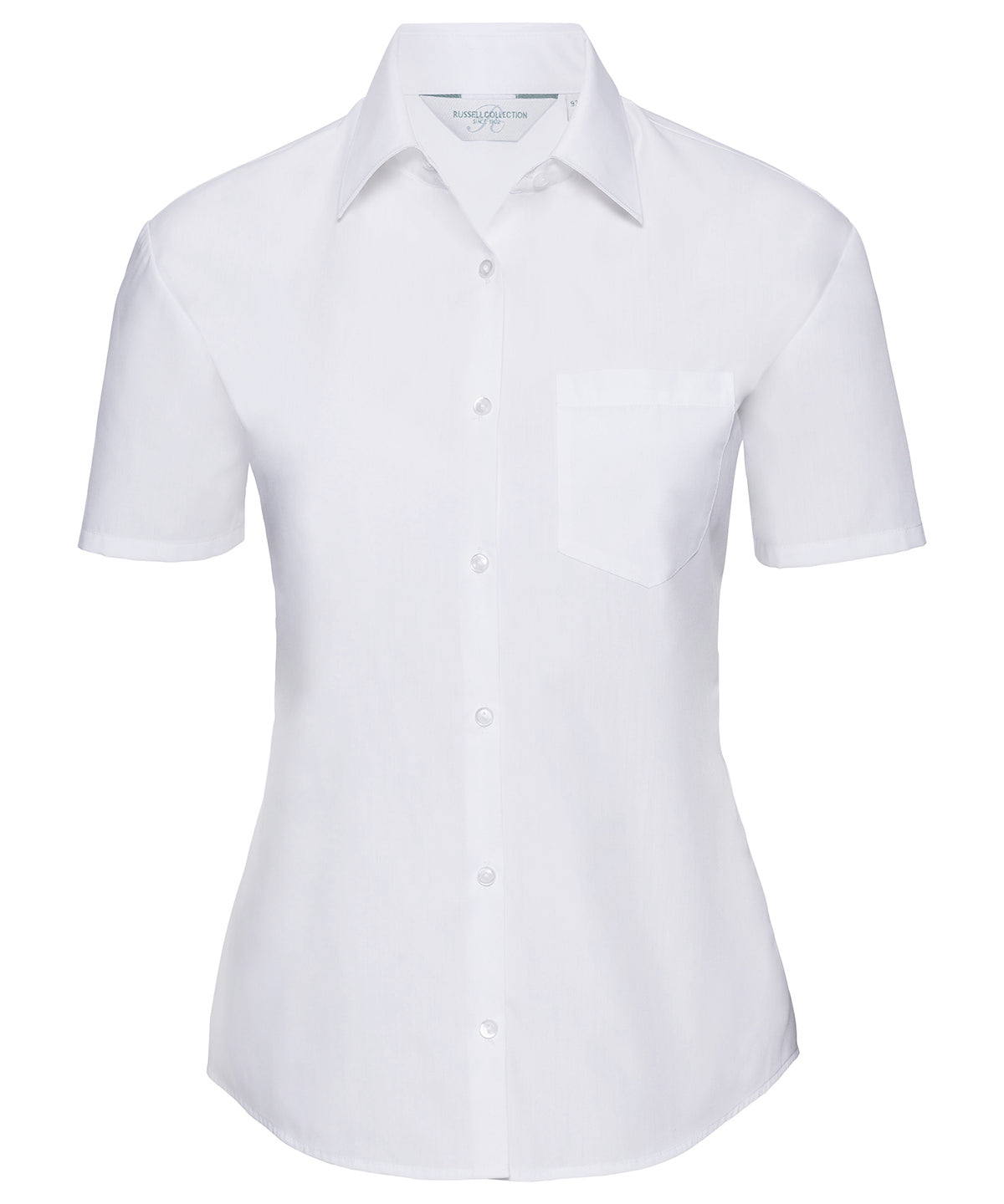 Camisa de popeln de polialgodn de manga corta para mujer | Blanco