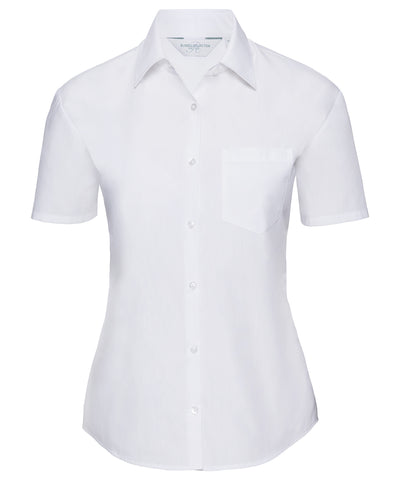 Camisa de popeln de polialgodn de manga corta para mujer | Blanco