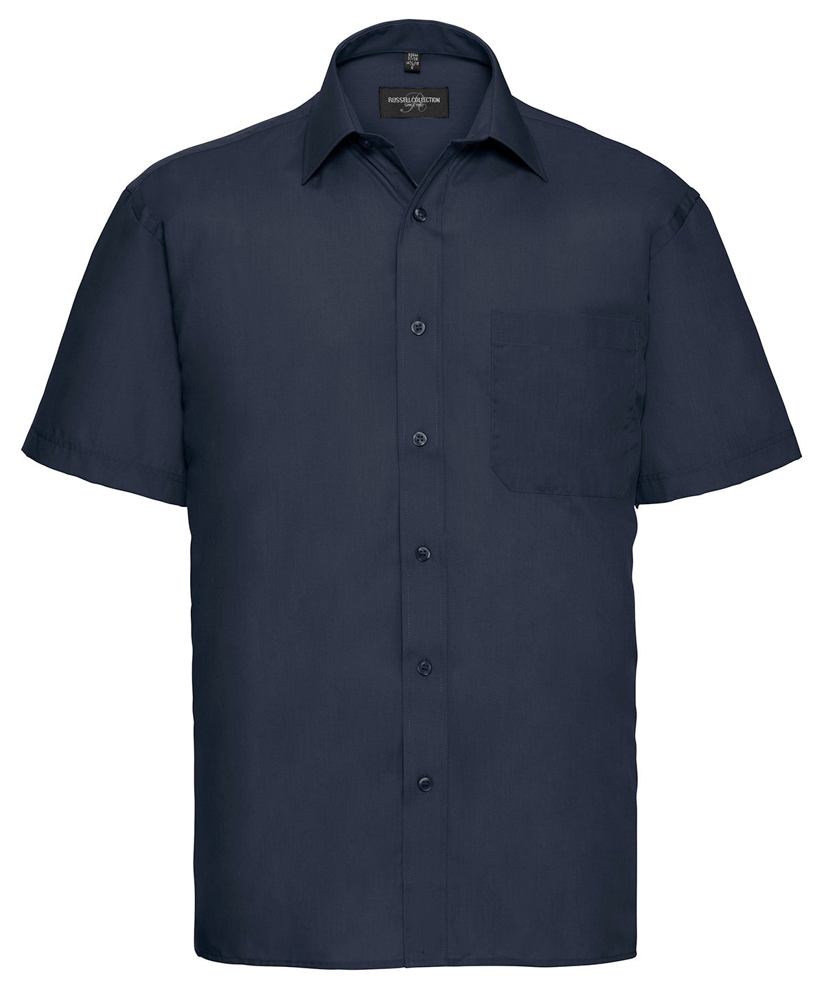 Camisa de popeln de polialgodn de manga corta fcil de cuidar | Azul Marino Francs
