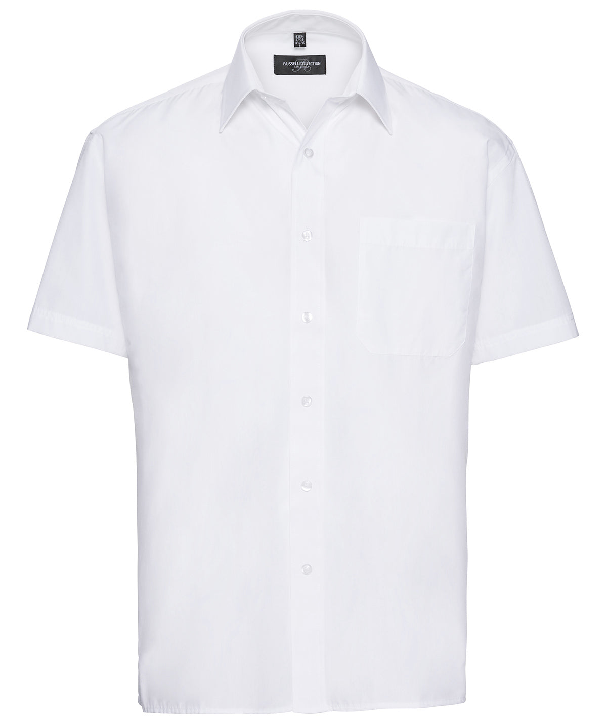 Camisa de popeln de polialgodn de manga corta fcil de cuidar | Blanco