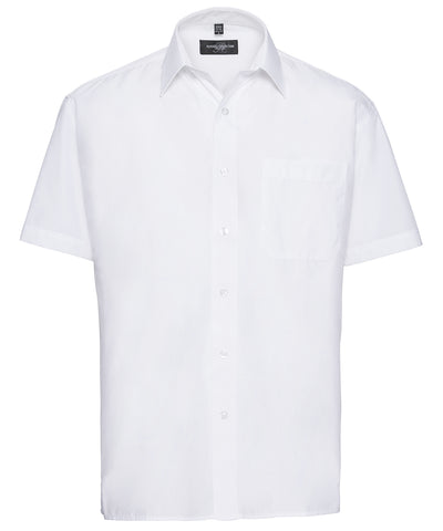 Camisa de popeln de polialgodn de manga corta fcil de cuidar | Blanco