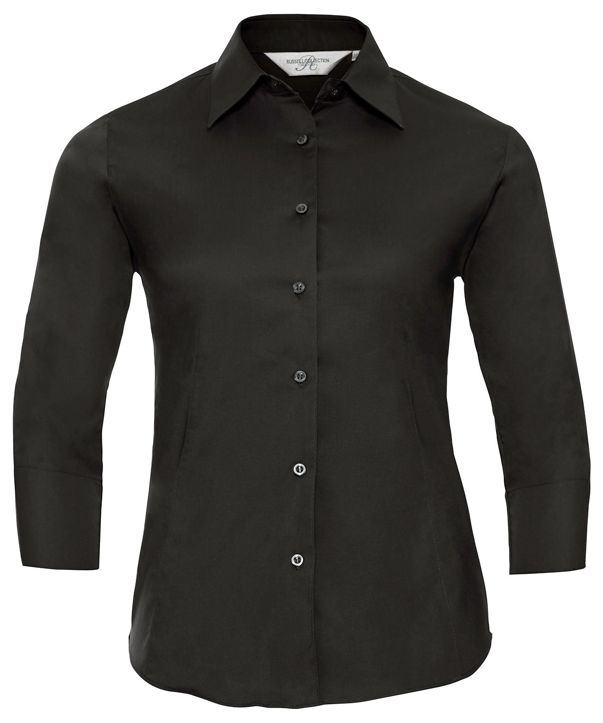 Camisa entallada de manga larga para mujer de fcil cuidado | Negro