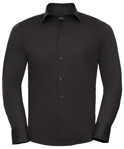 Camisa entallada de manga larga fcil de cuidar | Negro