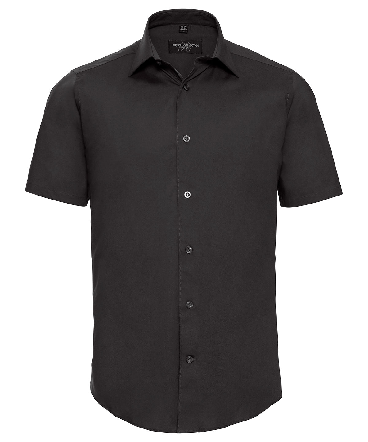 Camisa entallada de manga corta fcil de cuidar | Negro