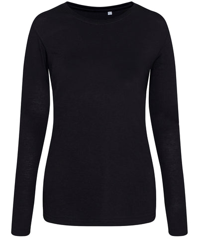Camiseta de manga larga para mujer de triblend | Negro Slido