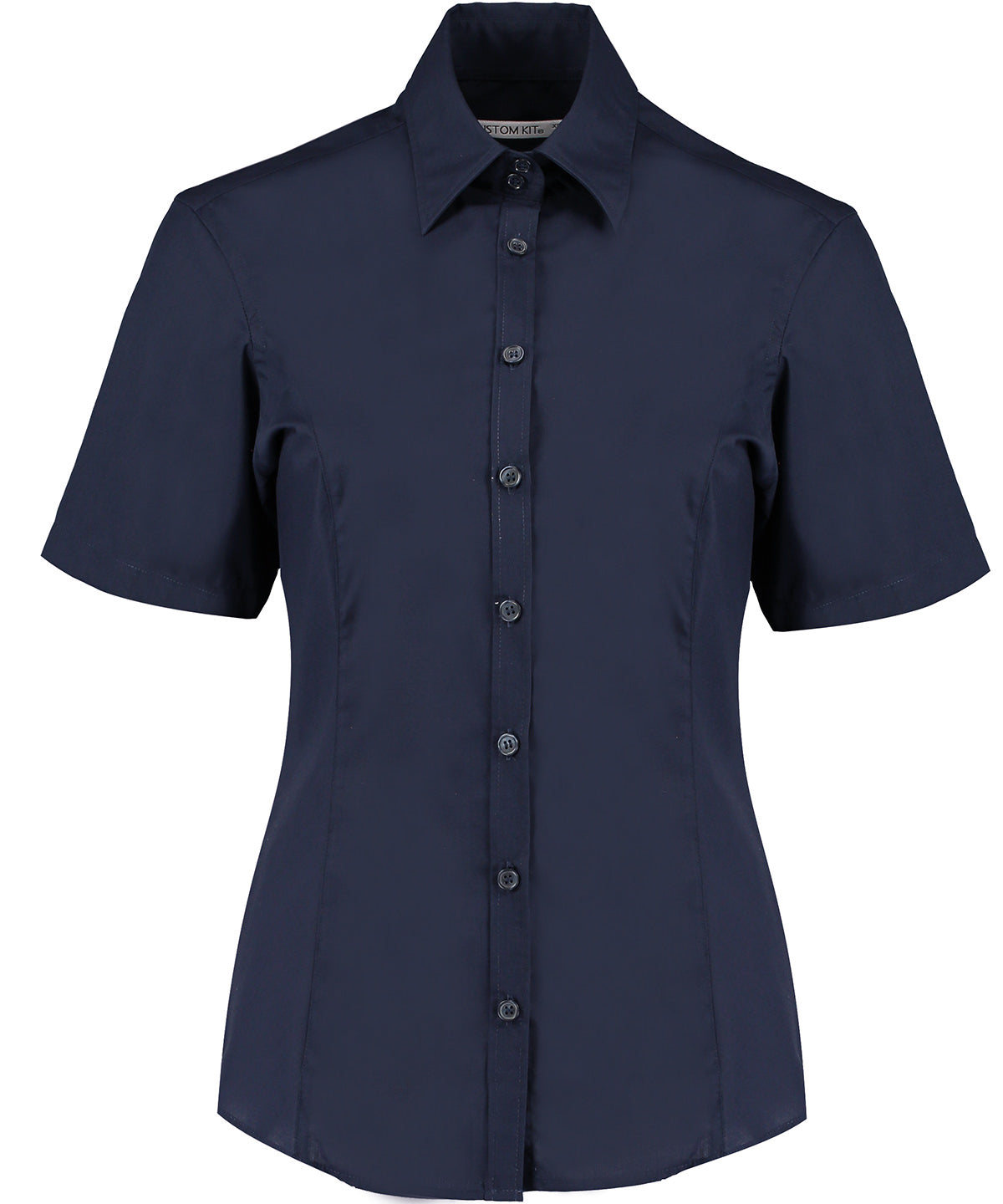 Blusa de negocios de manga corta (ajuste entallado) | Azul Marino Oscuro