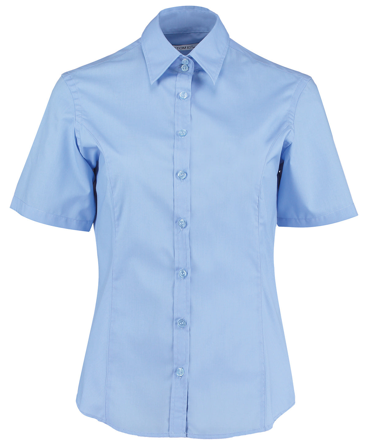 Blusa de negocios de manga corta (ajuste entallado) | Azul Claro