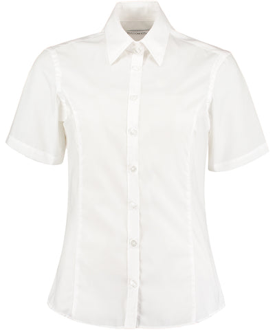Blusa de negocios de manga corta (ajuste entallado) | Blanco