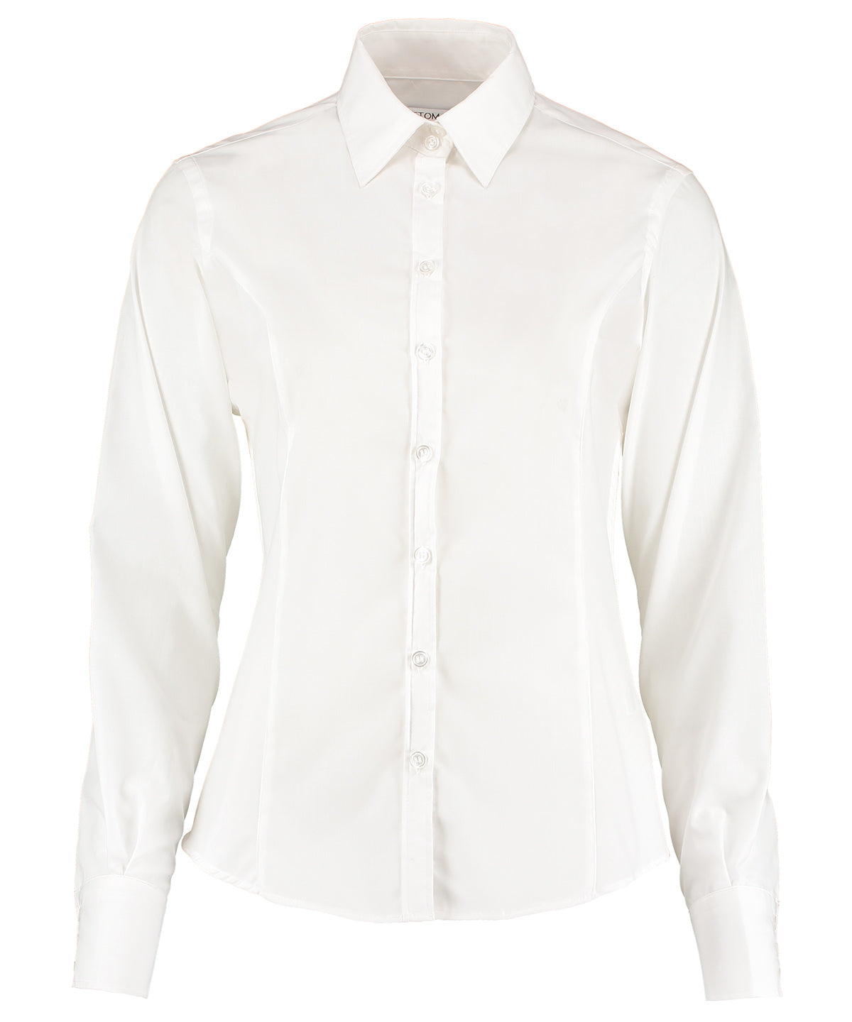 Blusa de negocios de manga larga (ajuste entallado) | Blanco