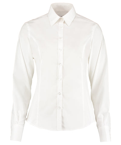 Blusa de negocios de manga larga (ajuste entallado) | Blanco