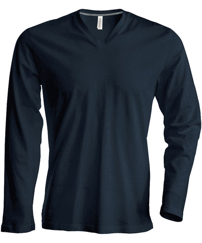 Camiseta de manga larga con cuello en V para hombre | Gris Oscuro