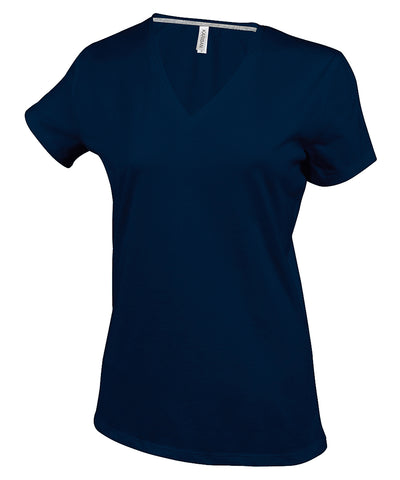 Camiseta de manga corta con cuello en V para mujer | Azul Marino
