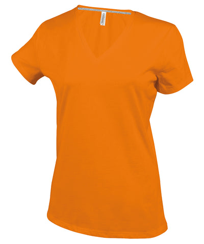 Camiseta de manga corta con cuello en V para mujer | Naranja