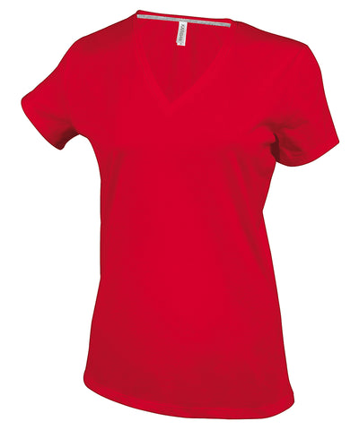 Camiseta de manga corta con cuello en V para mujer | Rojo