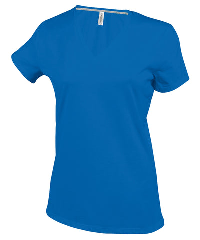 Camiseta de manga corta con cuello en V para mujer | Azul Real