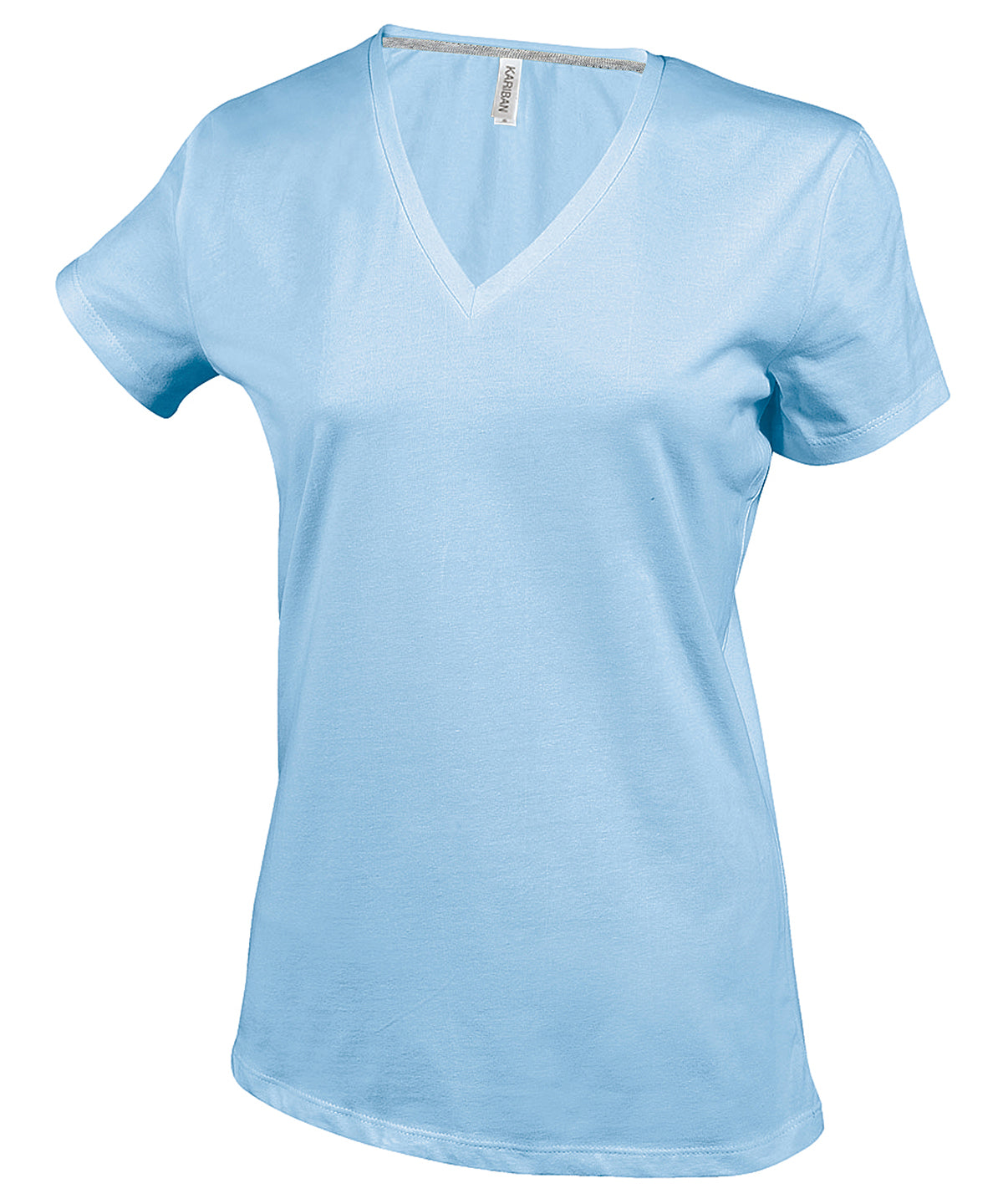 Camiseta de manga corta con cuello en V para mujer | Azul Cielo