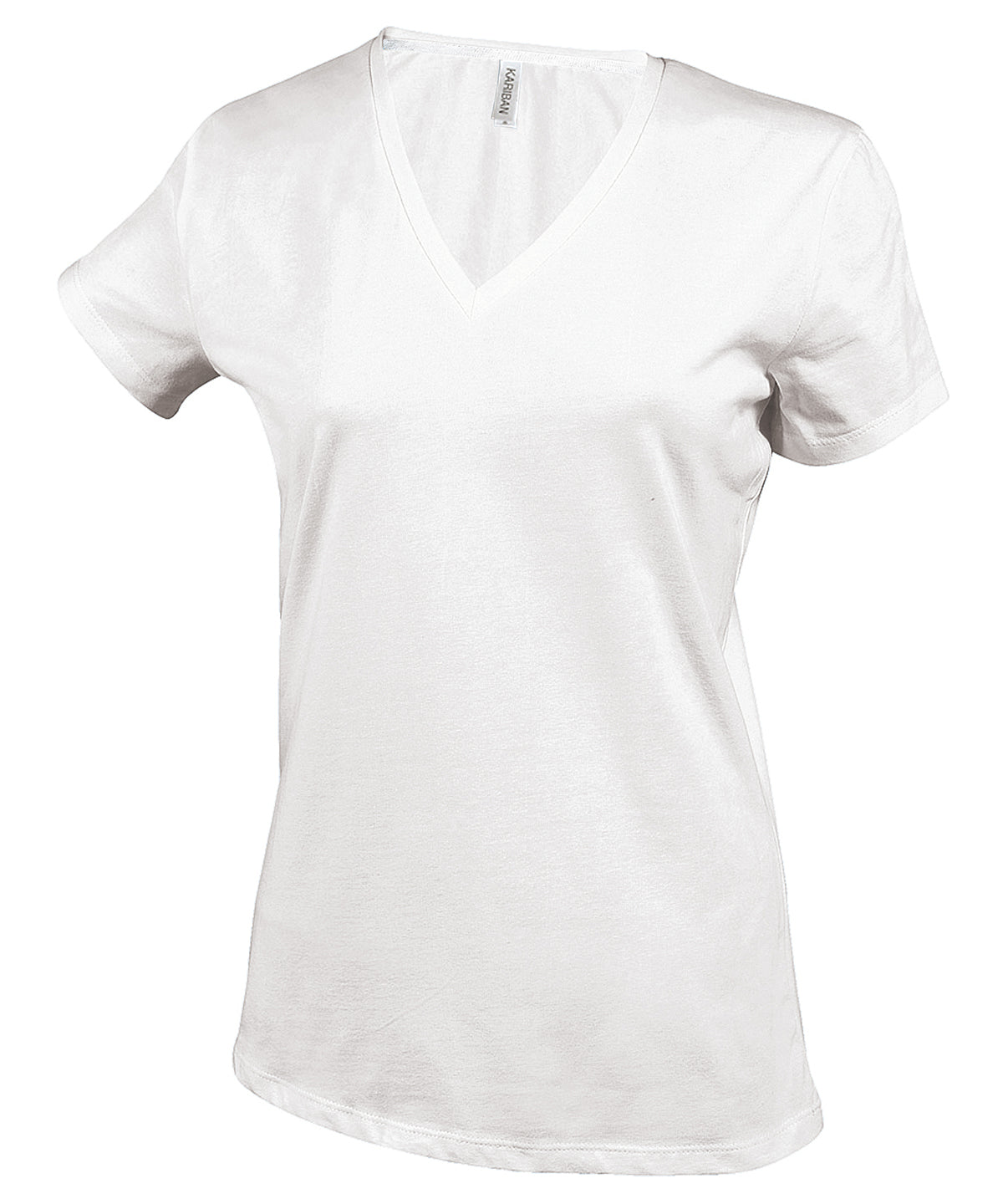 Camiseta de manga corta con cuello en V para mujer | Blanco
