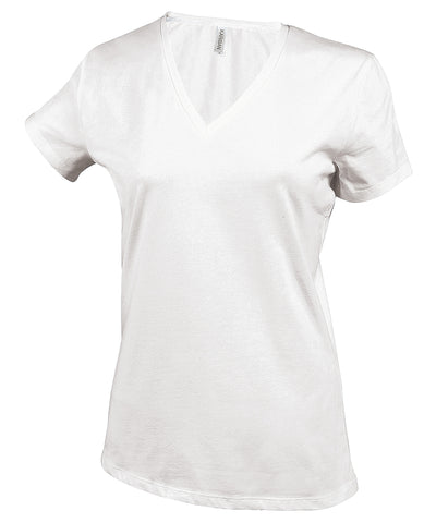 Camiseta de manga corta con cuello en V para mujer | Blanco