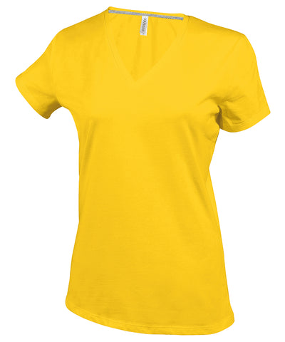 Camiseta de manga corta con cuello en V para mujer | Amarillo