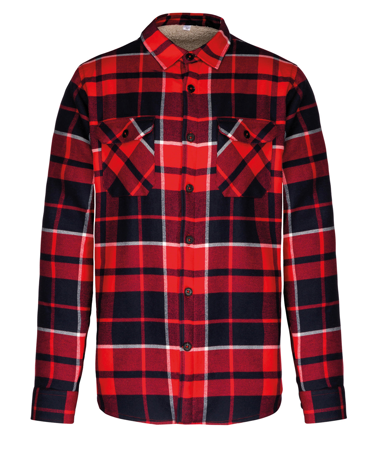 Camisa chaqueta a cuadros forrada de sherpa | Rojo/Marino