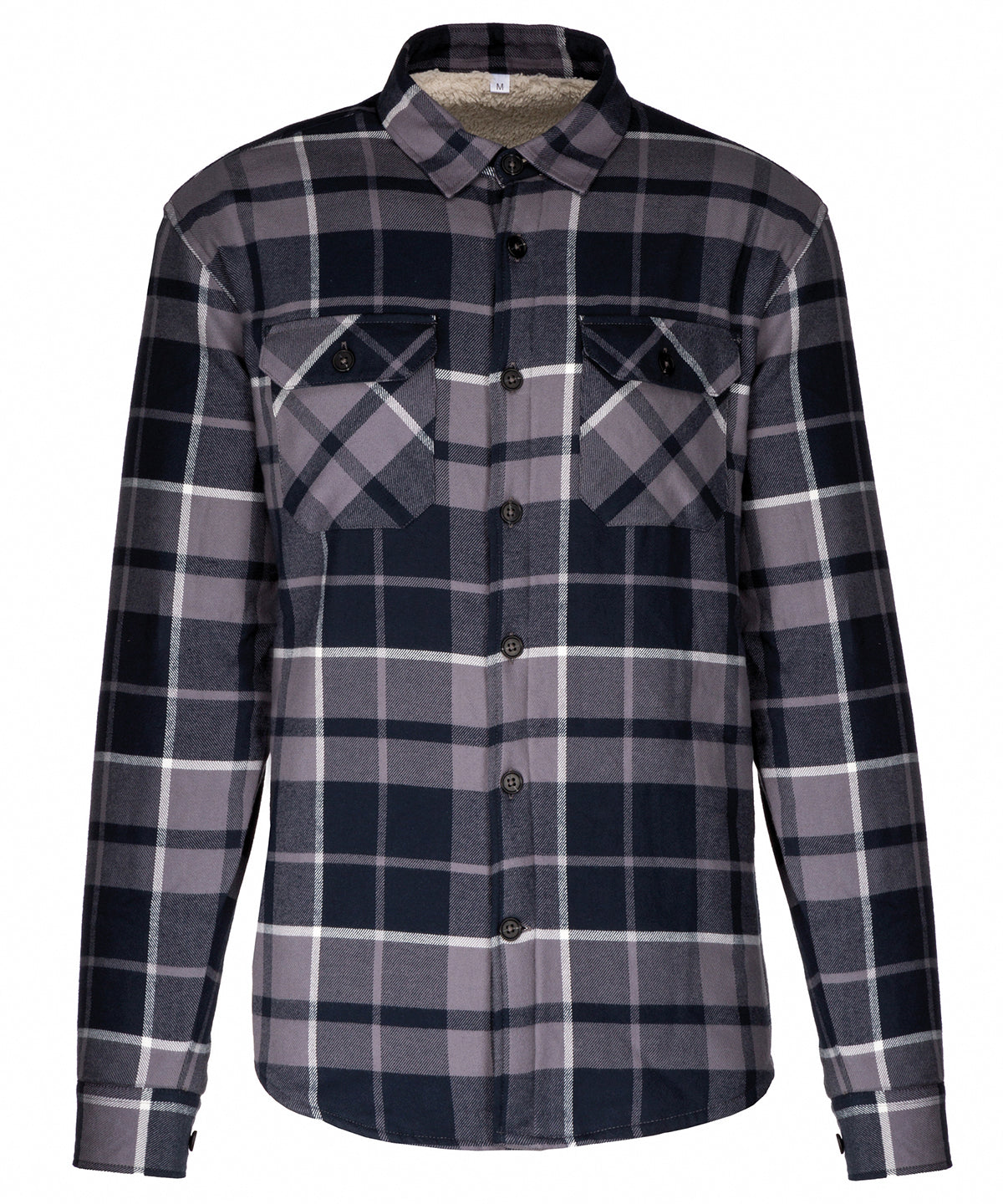Camisa chaqueta a cuadros forrada de sherpa | Gris Tormenta/Marino