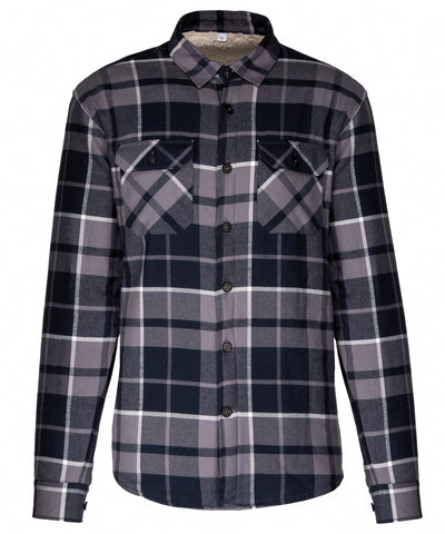 Camisa chaqueta a cuadros forrada de sherpa | Gris Tormenta/Marino