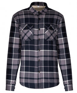 Camisa chaqueta a cuadros forrada de sherpa | Gris Tormenta/Marino