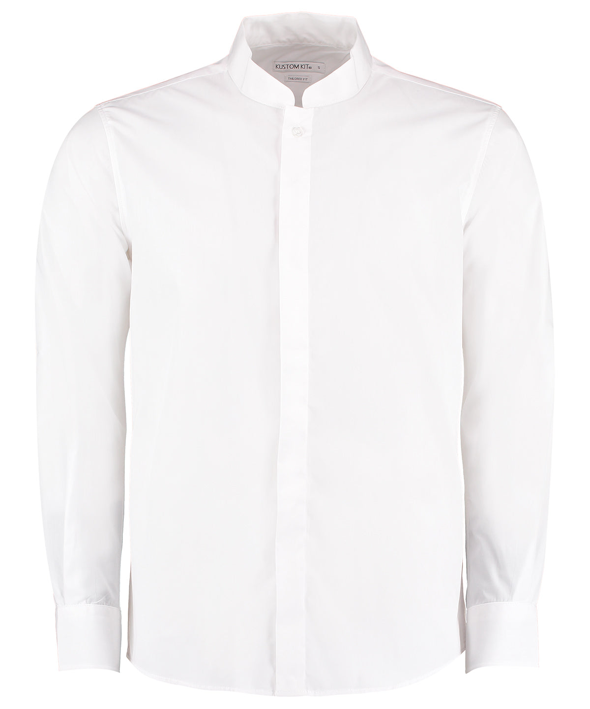 Camisa de cuello mao de manga larga (ajuste entallado) | Marfil