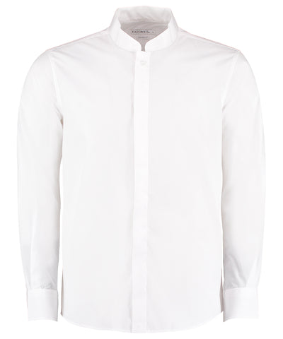 Camisa de cuello mao de manga larga (ajuste entallado) | Marfil