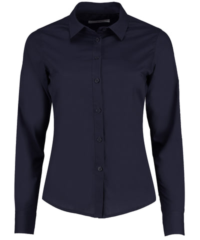 Camisa de mujer de popeln de manga larga | Azul Marino Oscuro