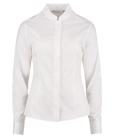 Camisa de mujer cuello mao manga larga (ajuste entallado) | Marfil