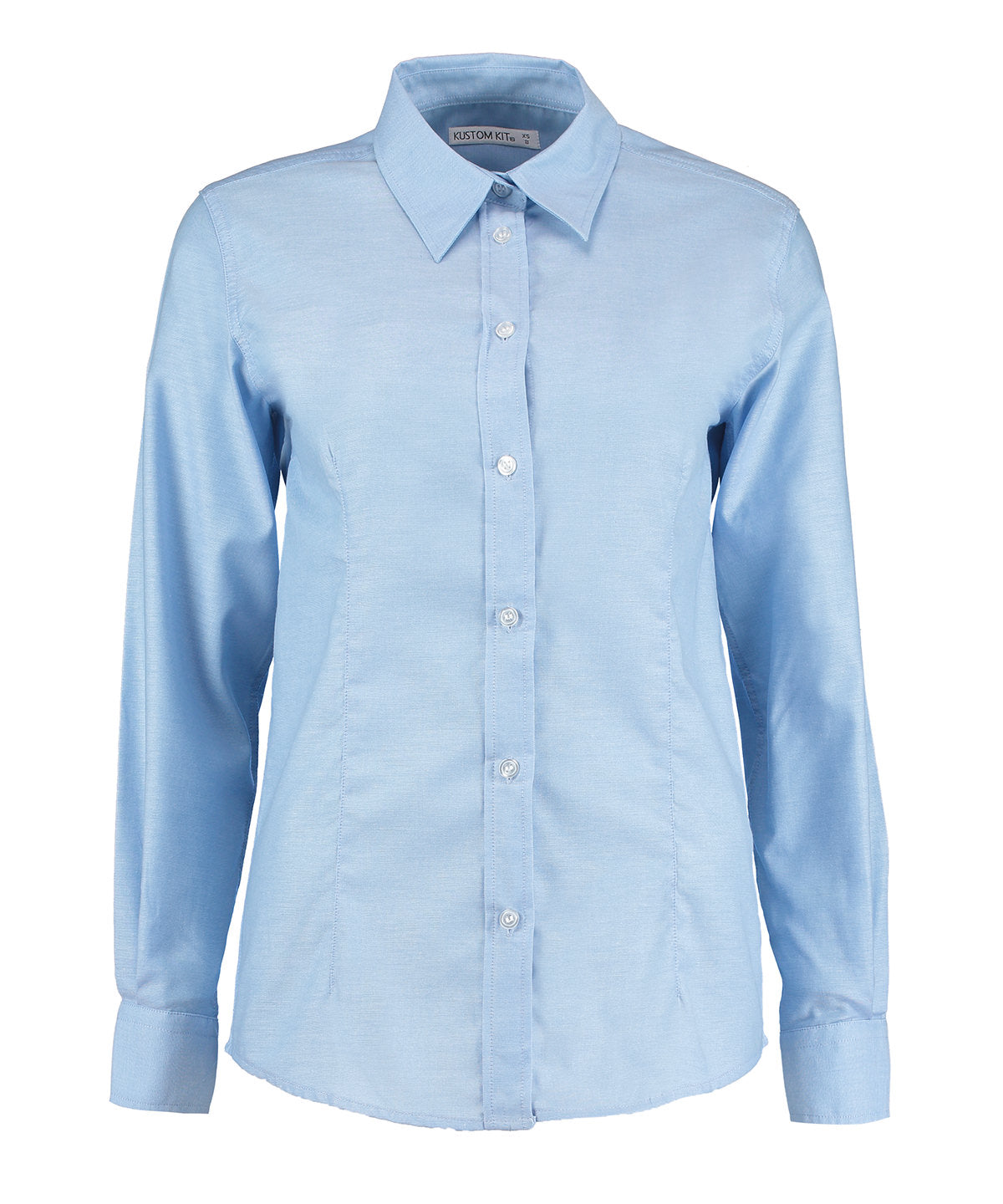 Blusa Oxford de mujer para el trabajo de manga larga (ajuste entallado) | Azul Cielo