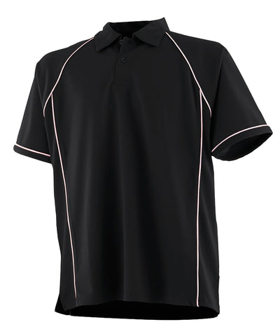 Polo de rendimiento con ribetes para nios | Negro/Blanco - Negro/Blanco Hueso