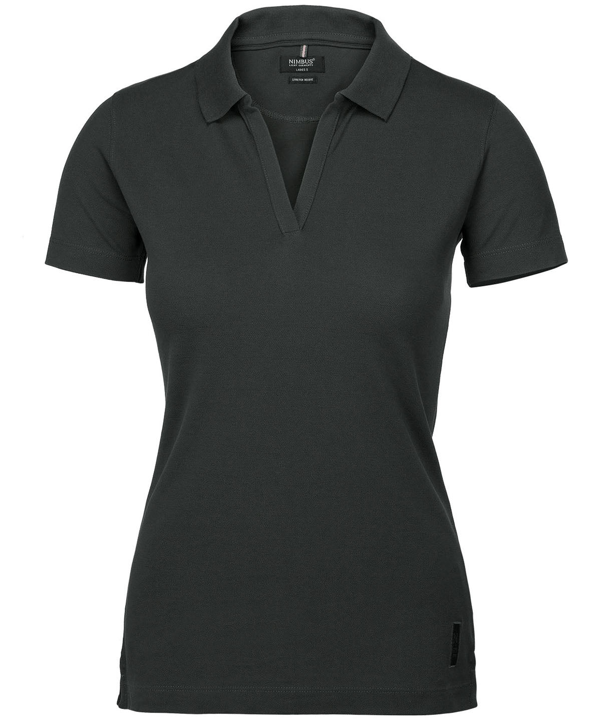 Polo de lujo Harvard con cuello en V elstico para mujer | Gris Oscuro
