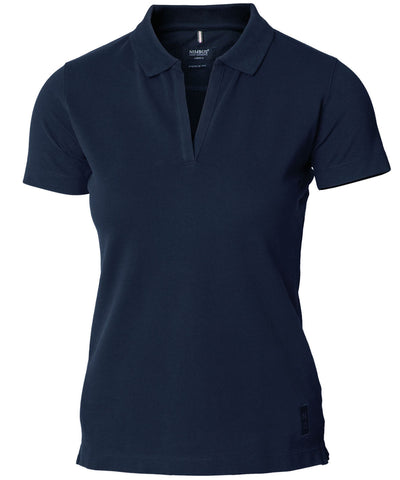 Polo de lujo Harvard con cuello en V elstico para mujer | Azul Marino