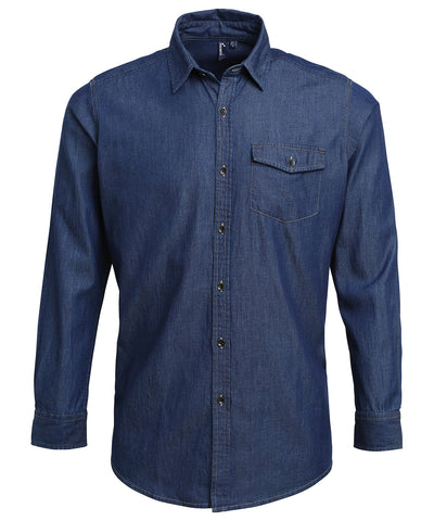 Camisa vaquera con costuras de jeans | Denim ndigo