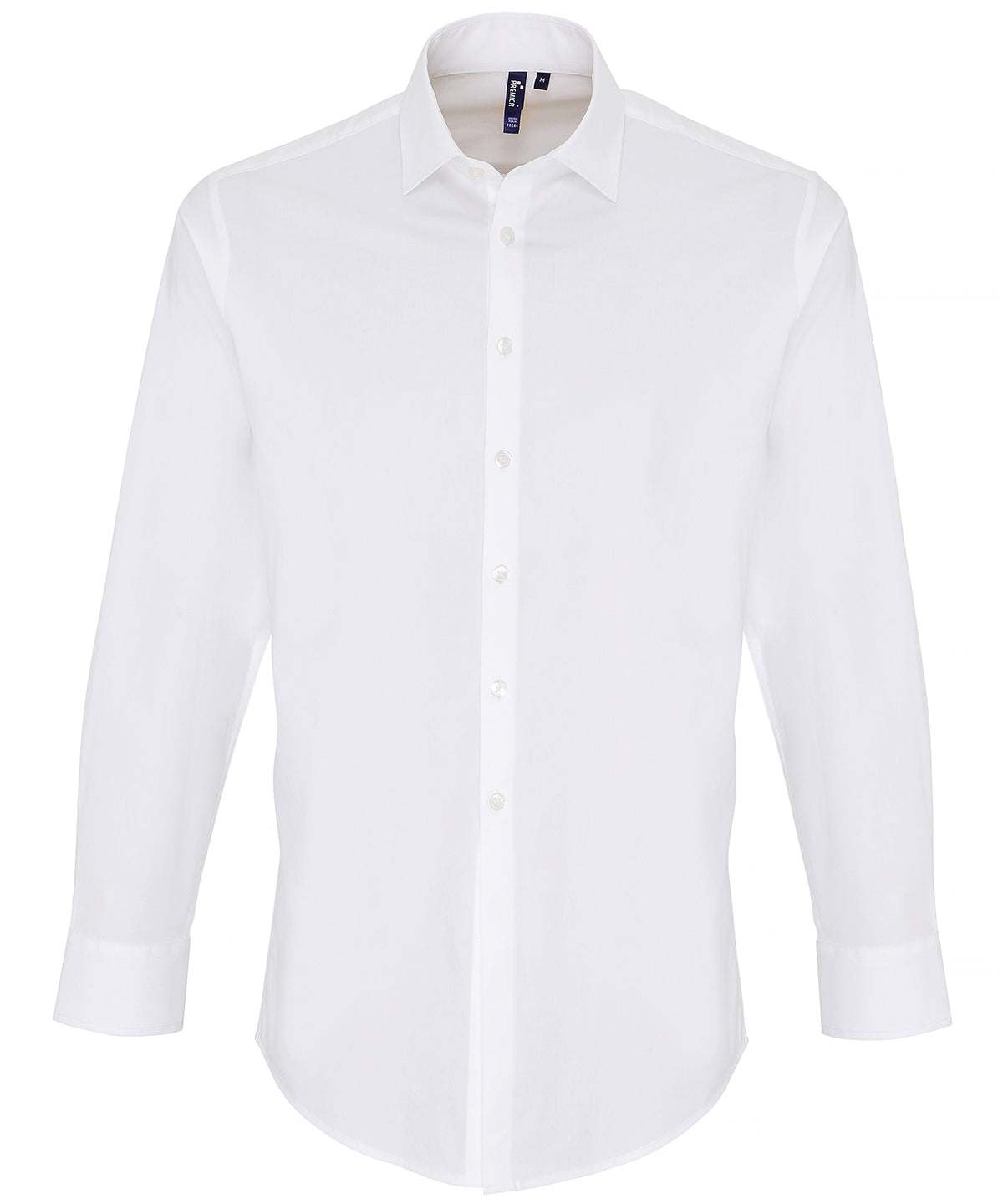 Camisa de manga larga de algodn popeln con ajuste elstico | Blanco - Marfil