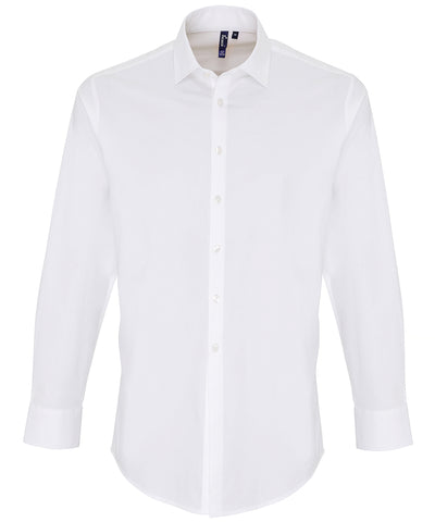 Camisa de manga larga de algodn popeln con ajuste elstico | Blanco - Marfil