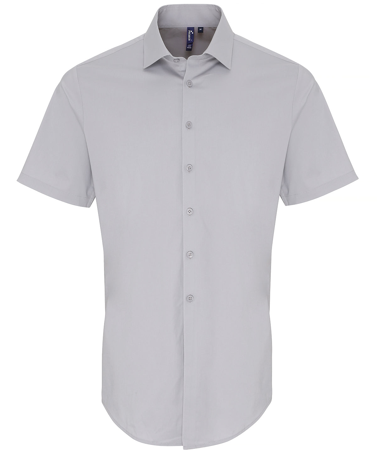 Camisa de manga corta de popeln de algodn con ajuste elstico | Plata